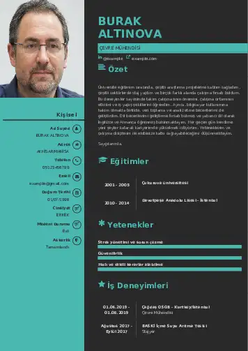 Çevre Mühendisi CV Örnekleri cv indir